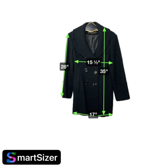 Marvin Richards New York Womens Double-Breasted Wool Blend Coat Large Black - Picture 8 of 8